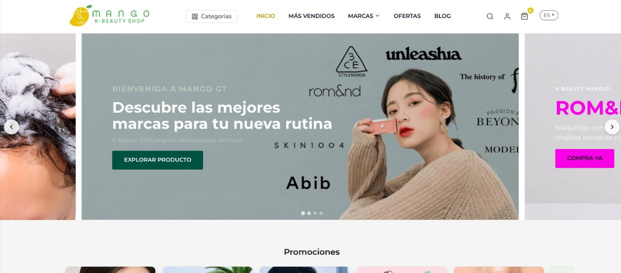 Diseño de página web para Mango K Beauty Shop de Guatemala